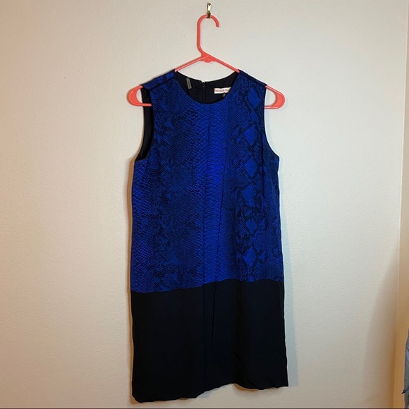 REBECCA TAYLOR blue python colorblock shift dress - Picture 2 of 12